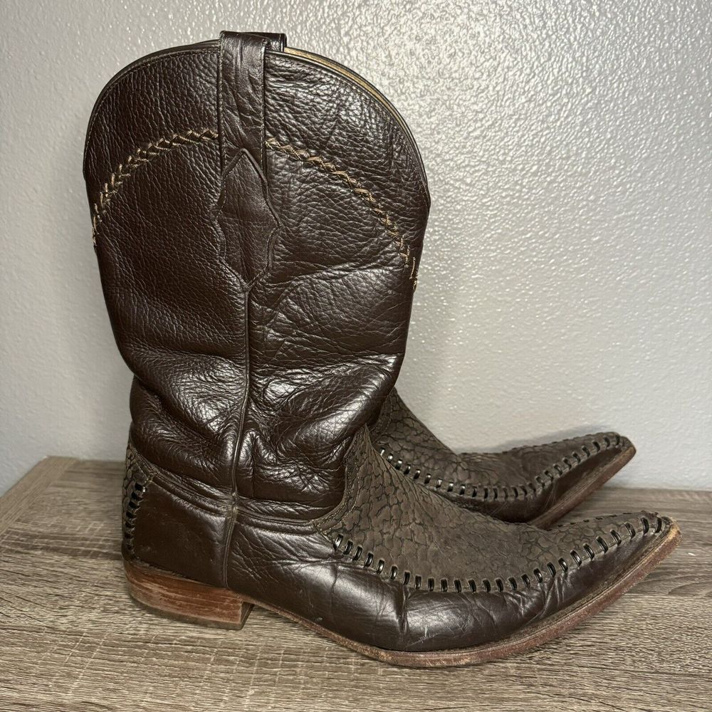 White Diamonds Leather Cowboy Western Boots US Size 11 - Mex 31 Brown Unique